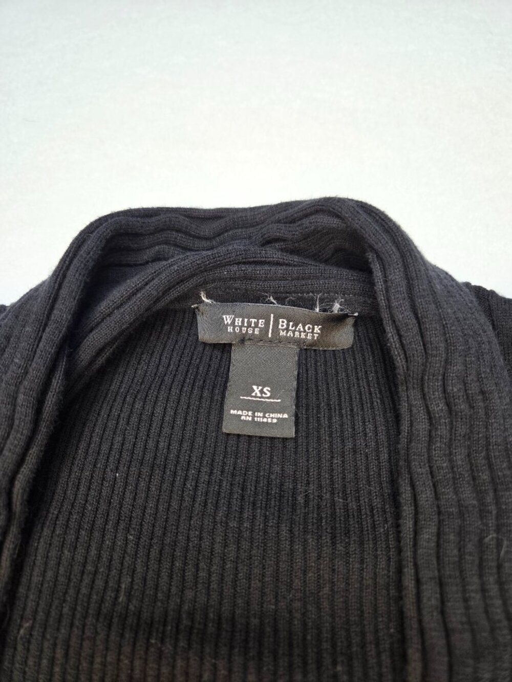 White House Black Market Womens Black Ribbed Open Front Cardigan Sweater Size XS - Picture 3 of 7